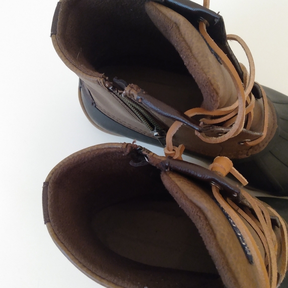 Sperry WO's  Tan Faux Leather Rubber Zip Lace Up Waterproof Ankle Boots sz 7.5 - Picture 11 of 13
